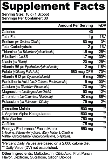 PowerSurge Pre-Workout Powder (Fruit Punch)